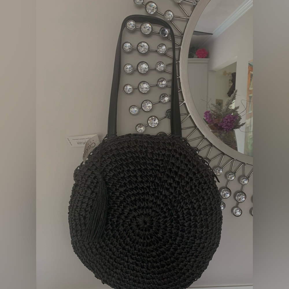 Round Black Woven Shoulder Bag * CEE KLEIN New York * NWT